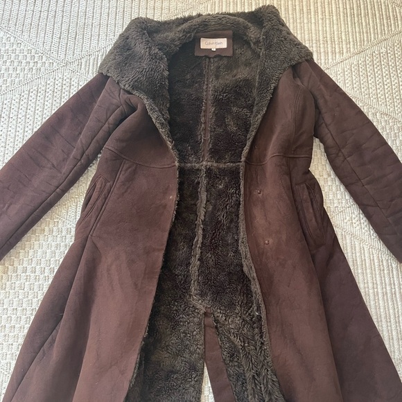 Calvin Klein Brown Suede Coat - Women’s Size Small - Picture 2 of 5